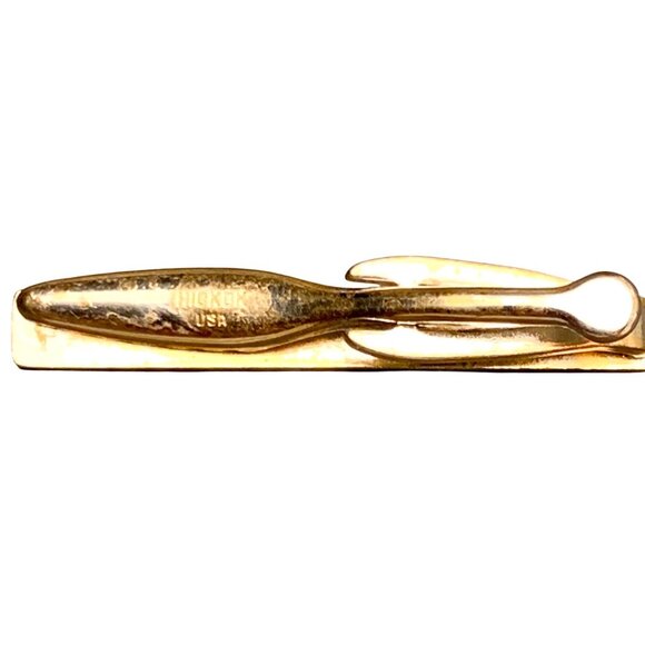 Vintage Hickok USA Gold-Tone Tie Clip Bar Fleur-De-Lis Design Spade Card - Picture 3 of 4